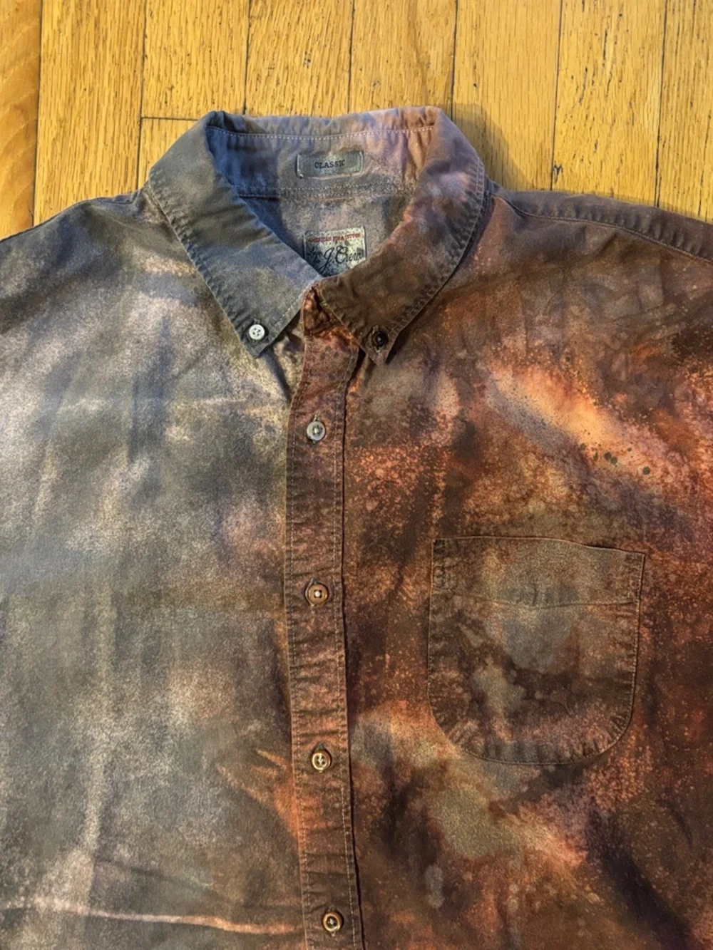 J. Crew Custom Reverse Tie-Dye Short-Sleeve Button-Down Shirt - X Large